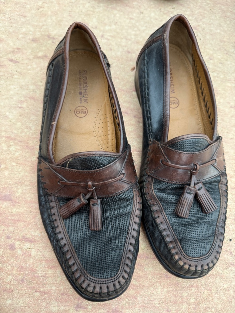 Florsheim Brown and Black Leather Tassel Loafers
